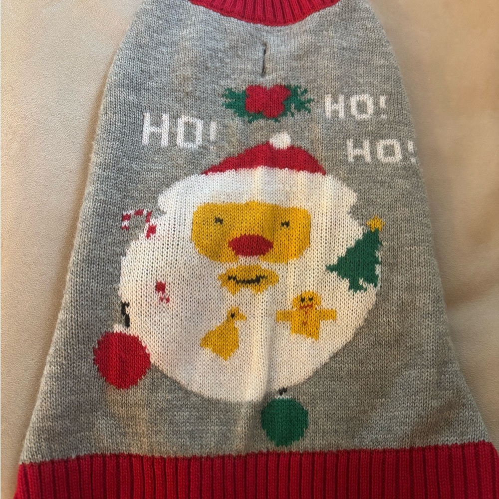Festive Gray and Red Dog Sweater